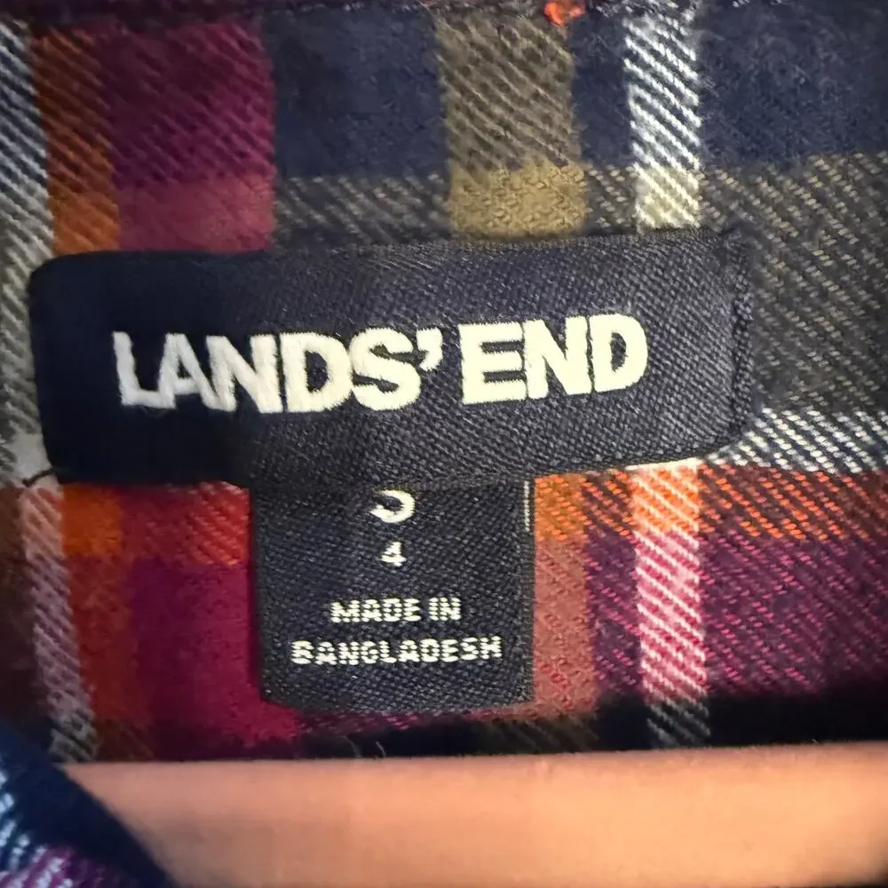 Kids Lands End Colorful Flannel Size Small Size 4